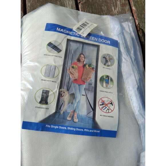 100" x 245" Magnetic Mesh Screen Door White NEW in Package - Picture 1 of 4